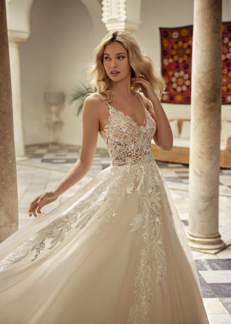 gold party dress midi V-neck Grey Star Gown, A-line Prom Dresses, Long Sleeves Prom Dresses, –  ClaireBridal main image 1