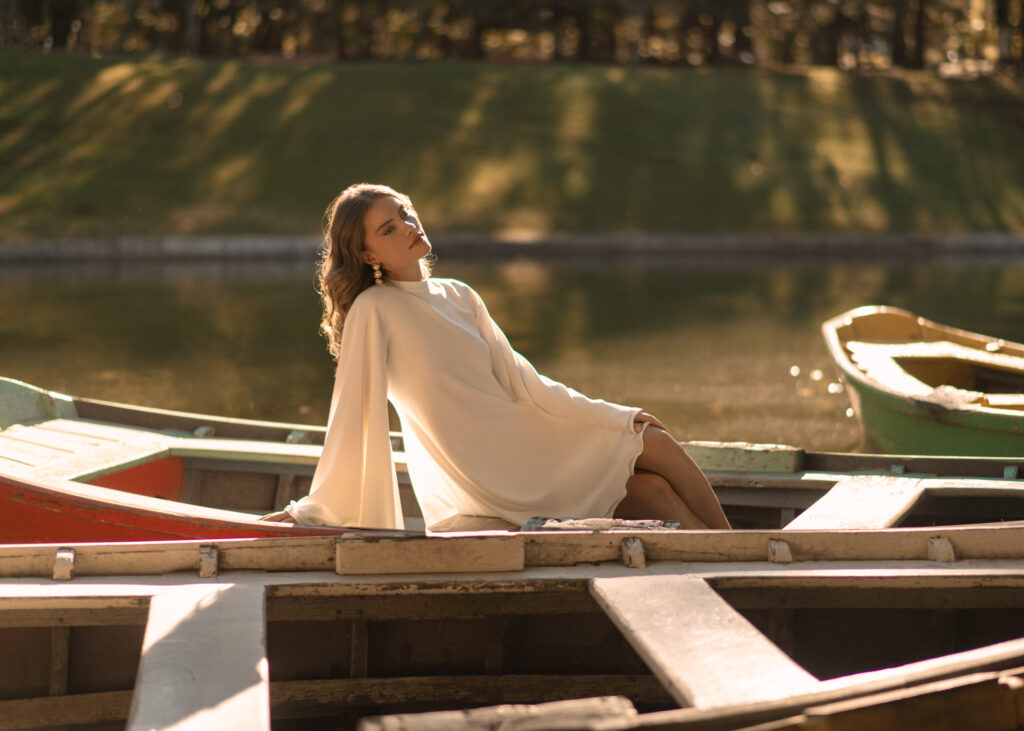 Short wedding dress with long sleeves