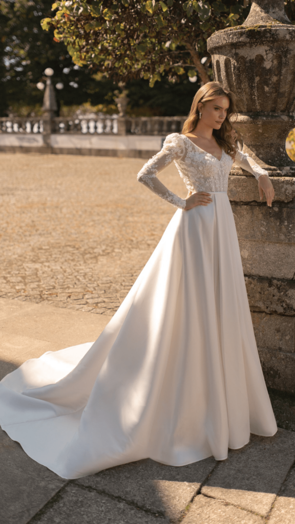 Long sleeve wedding dress with lace