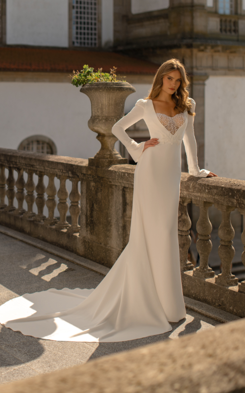 Wedding dress with unique neckline